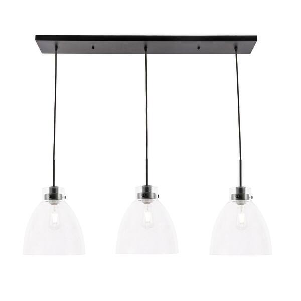 slide 2 of 3, Elegant Lighting Frey 3 Light 43" Wide Linear Pendant Black