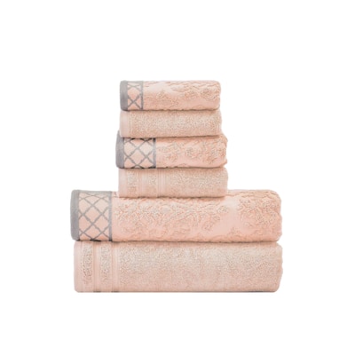 Modern Threads Damask Jacquard 6-piece Embellished Border Towel Set