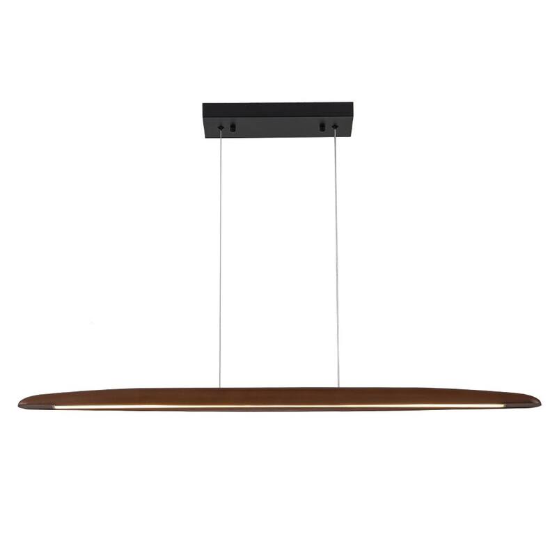 Modern Dimmable LED 24in Wood Linear Island Chandelier - 24.4in