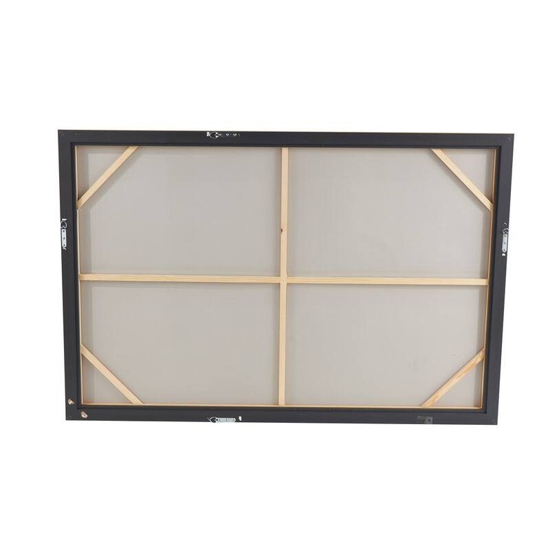 Gray Canvas Interlocked Rings Abstract Living Room Framed Wall Art with Gold and Blue Accents