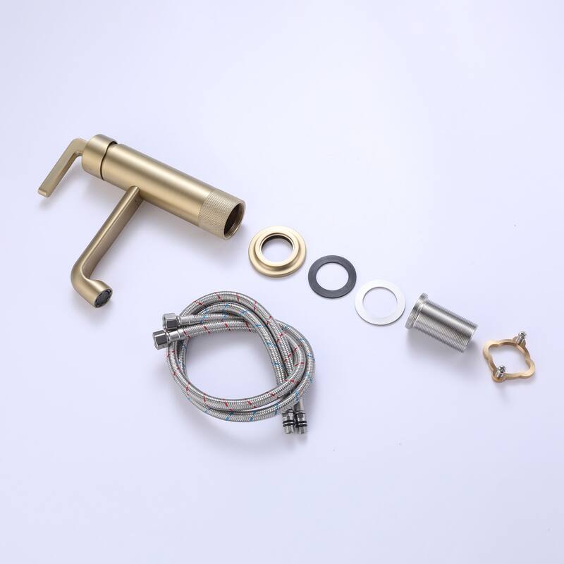 Vintage Brushed Gold Bathroom Sink Faucet Single Hold with Single Handle