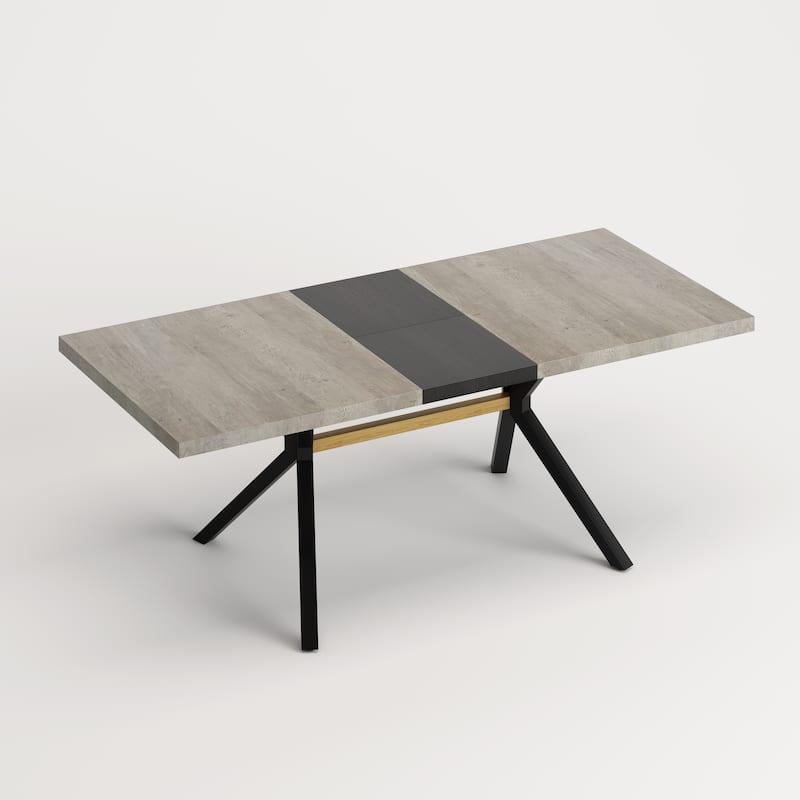 Retro Rectangular Stretch Dining Table with Cross Iron Base