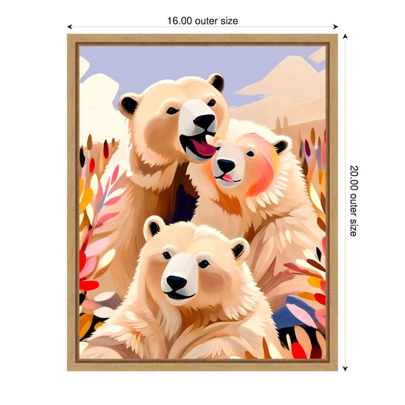 Polar Bears by Uma Gokhale Framed Canvas Wall Art - 16 x 20 in