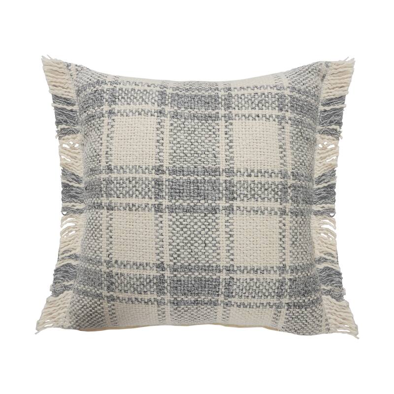 Sevita Charles Casual Plaid Cabin Throw Pillow with Fringe