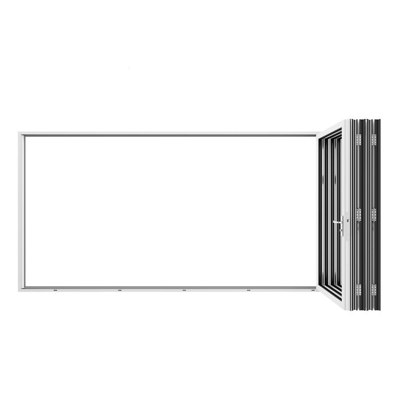 KaMic 168"×96" 5 Panels Aluminum Folding Door In White,Folded Out From Left To Right Model #:FD5PWH16896-LR
