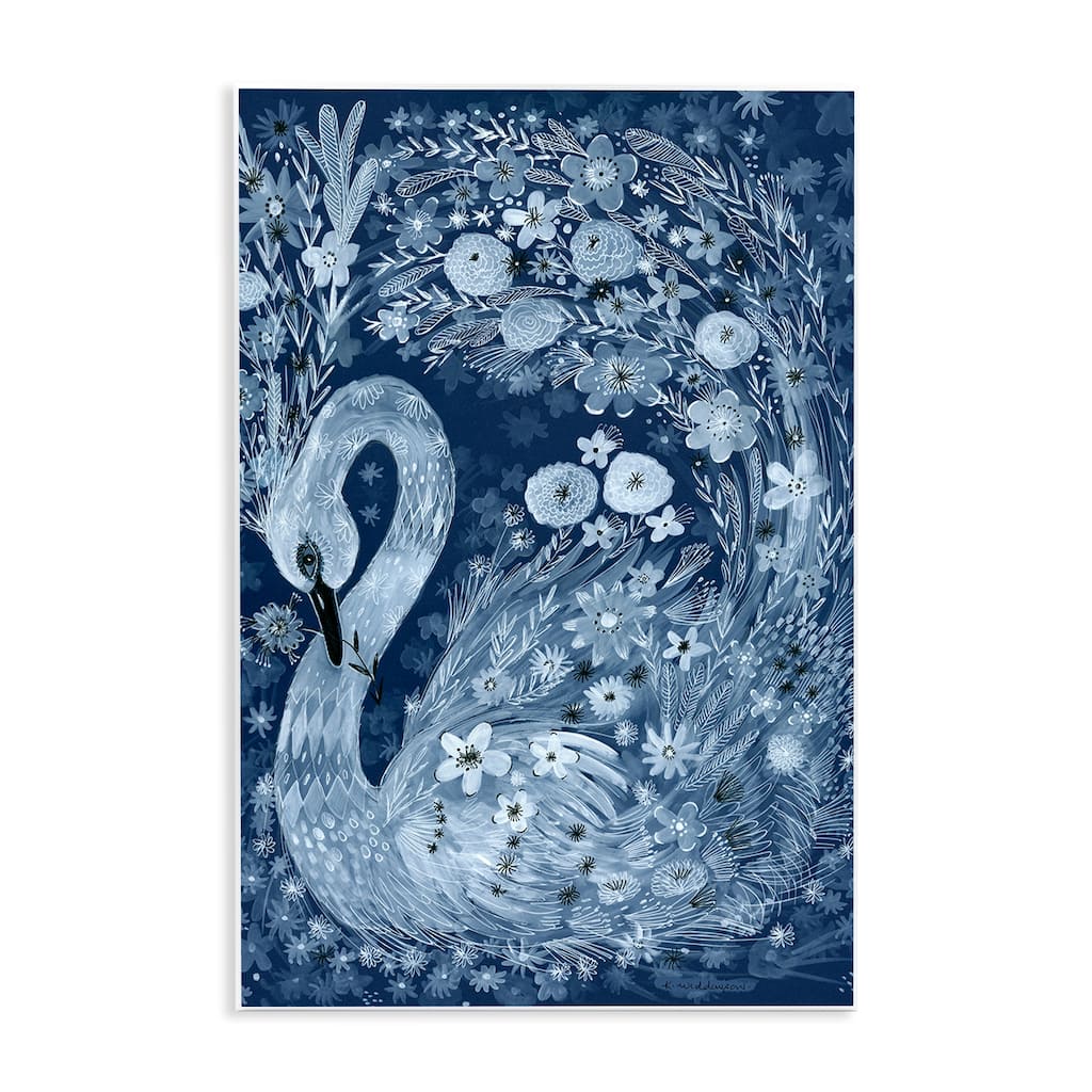 Stupell Swirling Florals Swan Wall Plaque Art Design By Kay Widdowson