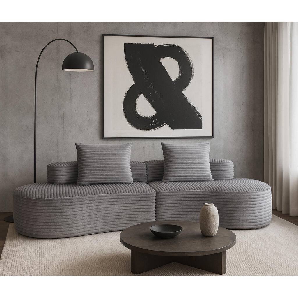 Corduroy Fabric Compressed Sofa:Moon Bay Sofa,No Assembly Required