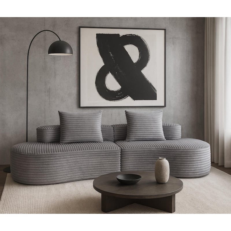 Moon Bay Lounge Couch Curved Sectional Sofa Corduroy Compressed Sofa