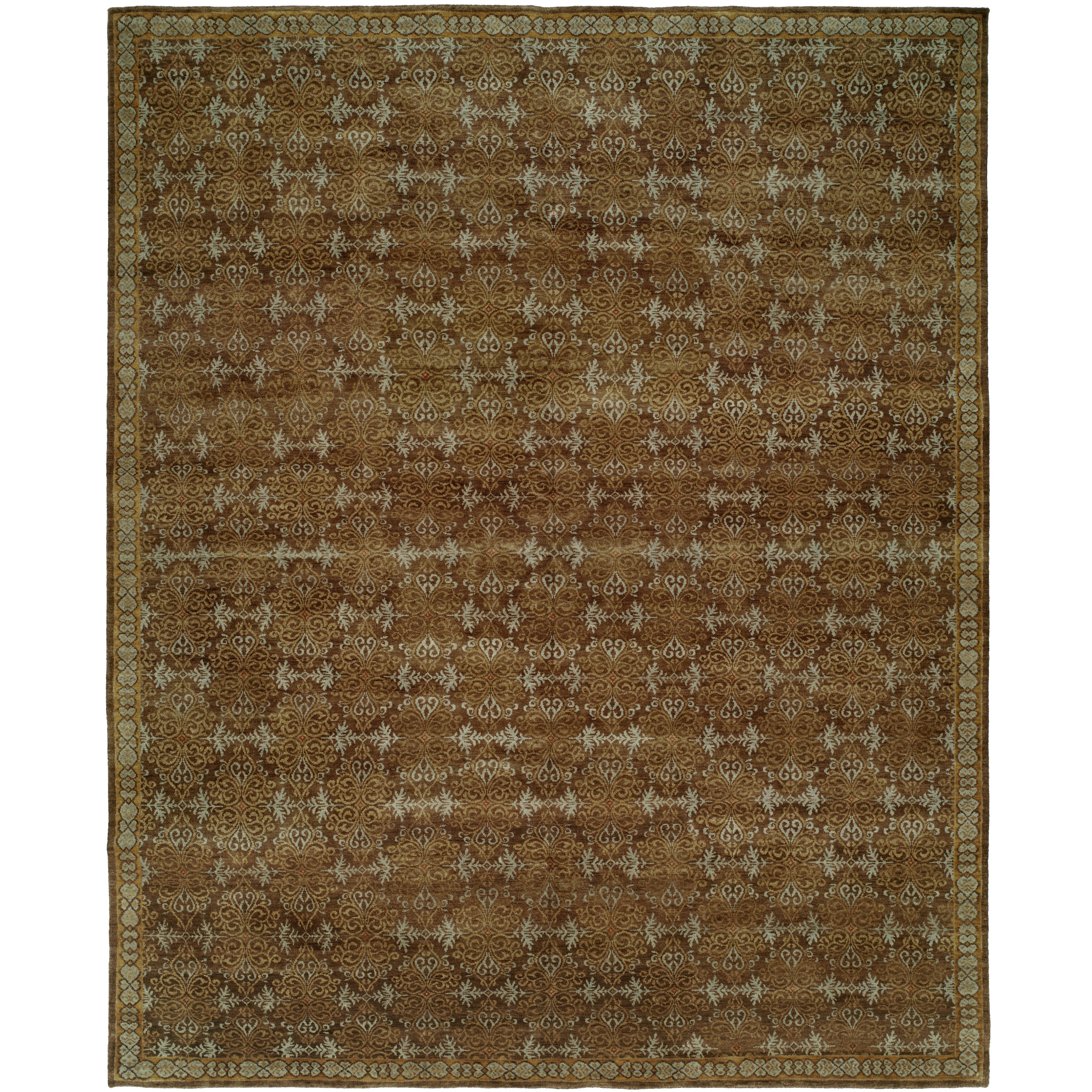 KALATY Transitional Brown Hand-Knotted Wool Area Rug