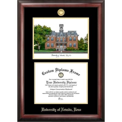 University of Nevada 11w x 8.5h Gold Embossed Diploma Frame with Campus Images Lithograph