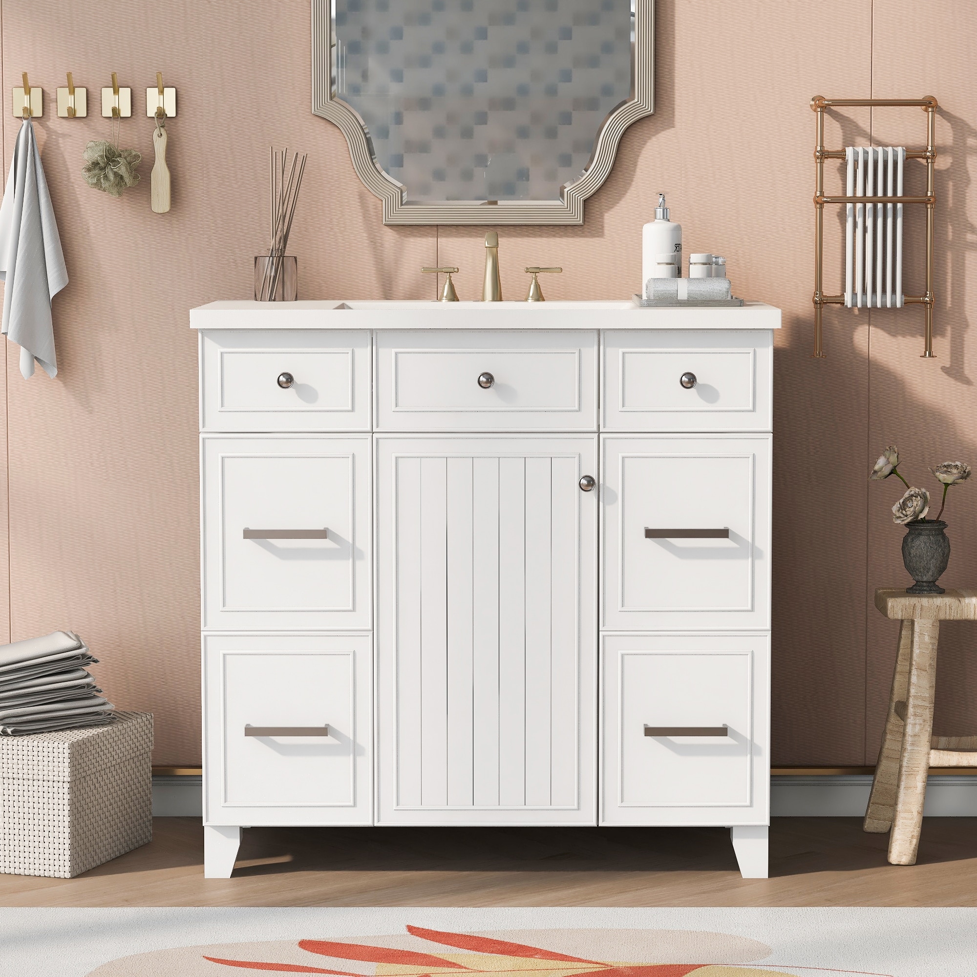 36 Bathroom Vanity with Sink Combo, Modern Small Single Bathroom Cabinet  Set, Bathroom Vanity Organizer Bathroom Dresser - On Sale - Bed Bath &  Beyond - 38213308