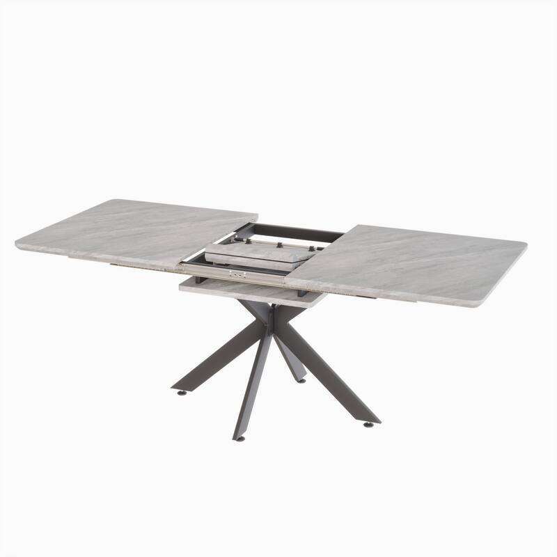 62.4" Extendable 78.15"Very large Grey Dining Table Modern Mid-Century Kitchen Table Set for Dining Room, party Table,Co