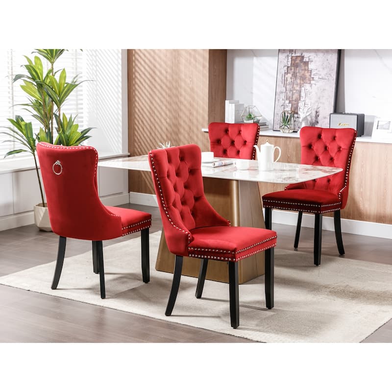 Tufted Solid Wood Contemporary Velvet Upholstered Dining Chair