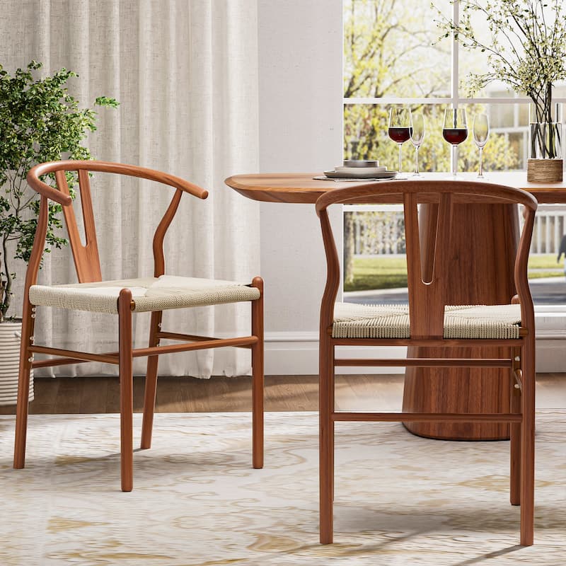 Set of 2 Handwoven Boho Dining Chairs