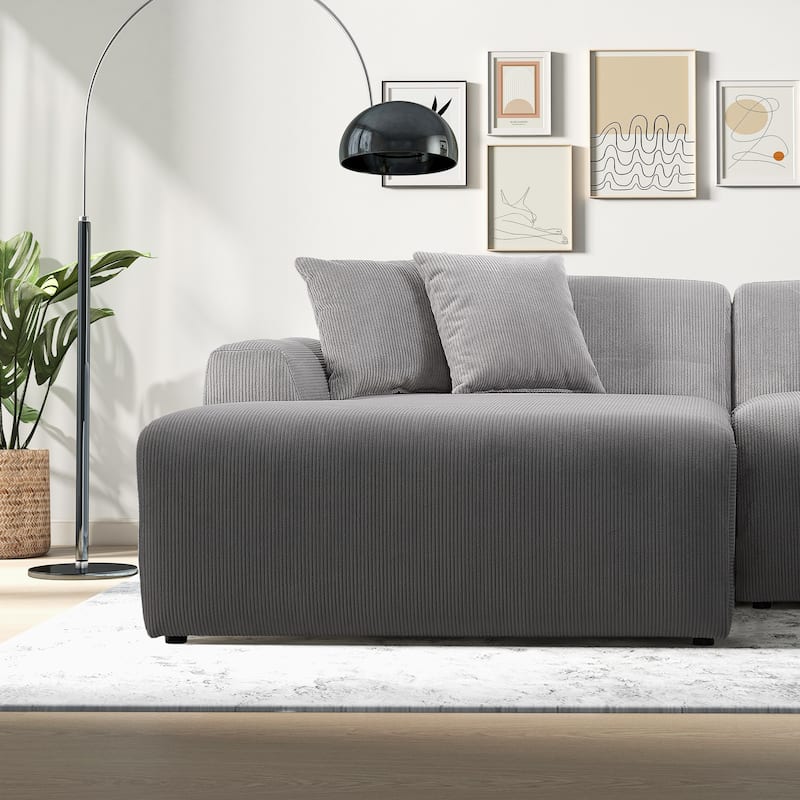 Daron Mid-Century Modern Sectional Corduroy Sofa
