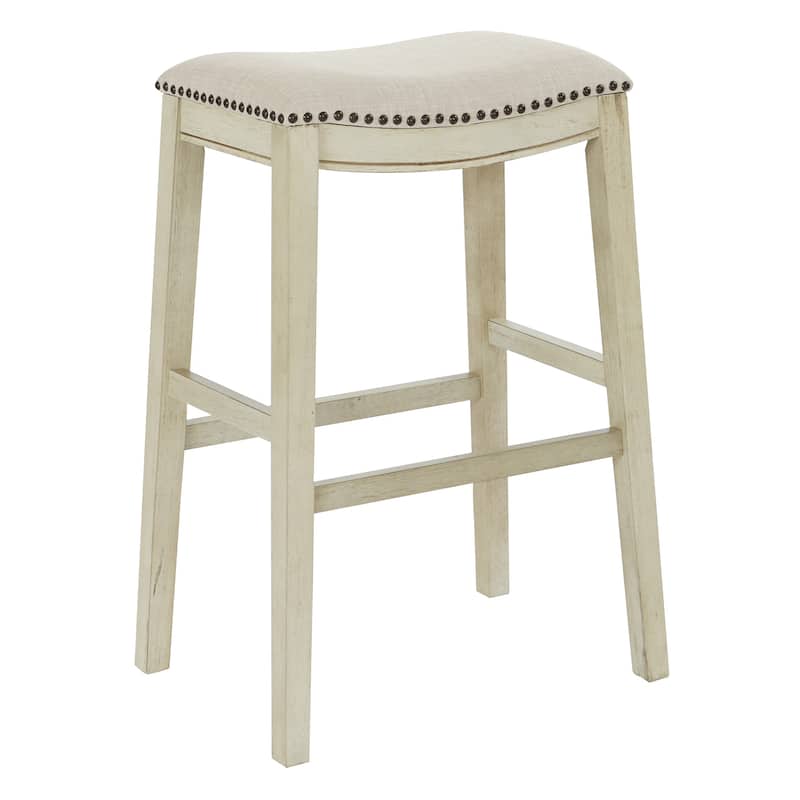 Saddle Stool 30" (2-Pack) - beige seat/white base