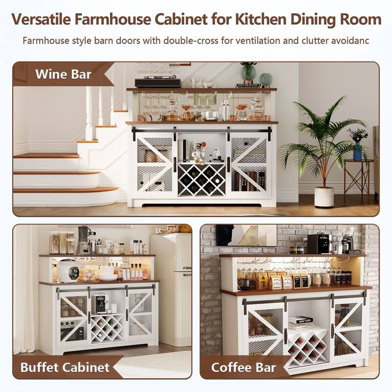 Meyreso Food storage cabinet Contemporary/Modern White Kitchen hutch with Wine Storage