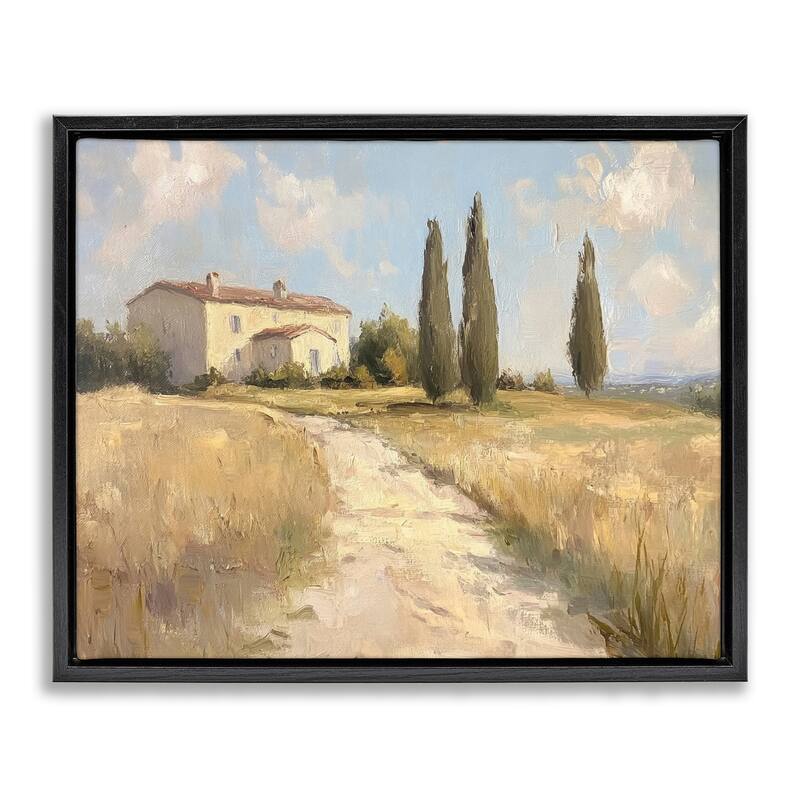 Stupell Country Villa Path Framed Floater Canvas Wall Art Design By Petal Prints Design - 31 x 25 - Black