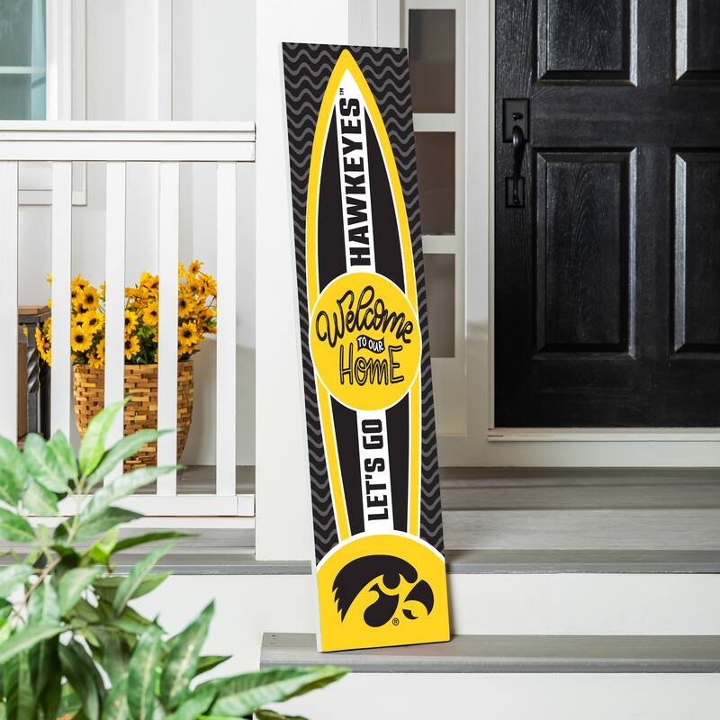 47" Porch Leaner Welcome Wall Sign, University of Iowa - Yellow