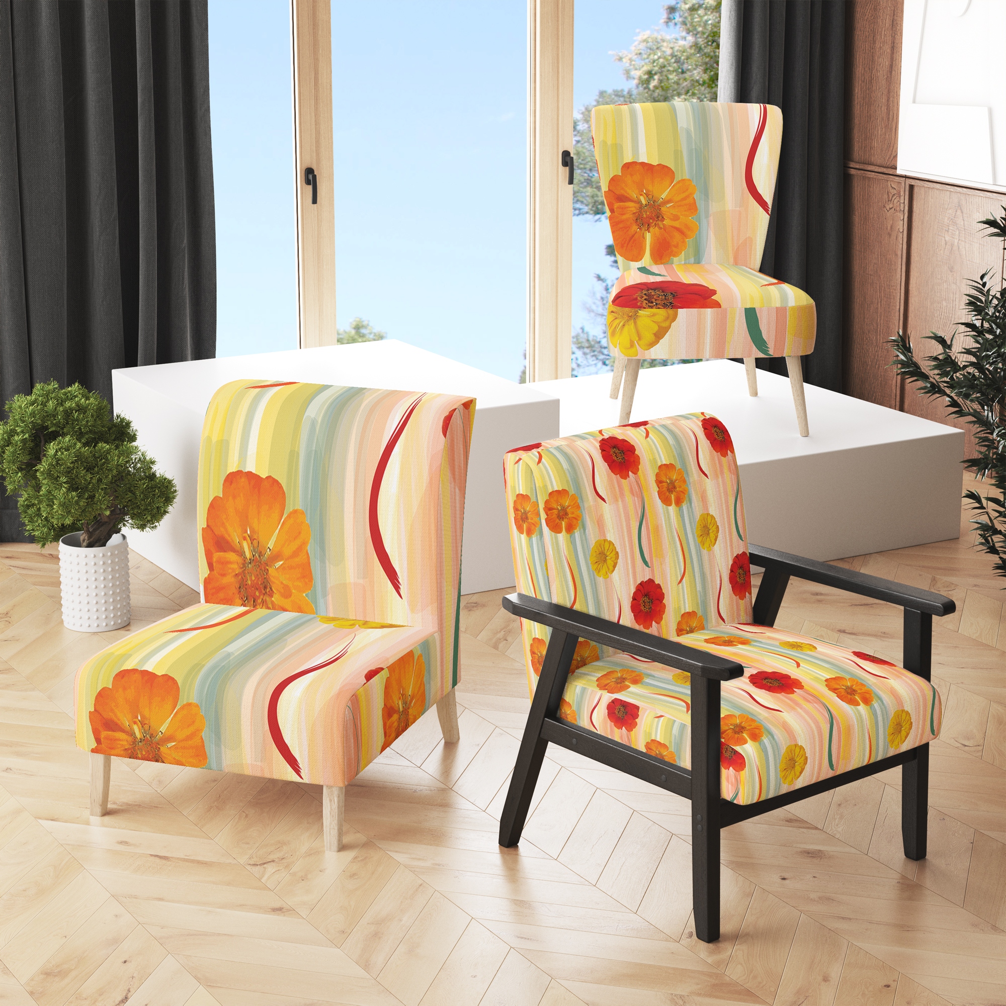 Yellow floral accent chair outlet