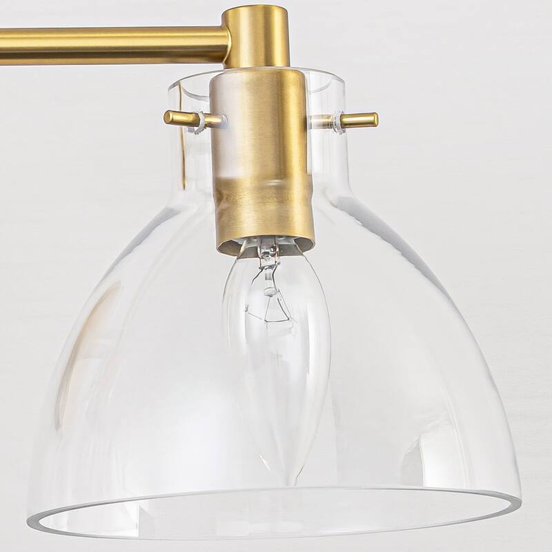 Rennnsan 3-Light 24 in. Modern Gold Dome Clear Glass Bathroom Vanity Light, Linear Wall Light