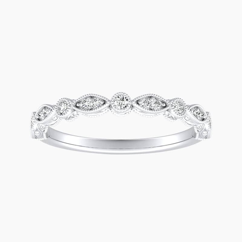Auriya 14k Gold Lab Grown Diamond Vintage Milgrain Multi Shape Ring 0.12 ct. tw. (F-G, VS) - 8.5 - White