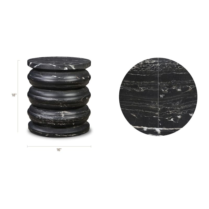 Marq Rounded Tiers Concrete Side Table with Marble Finish