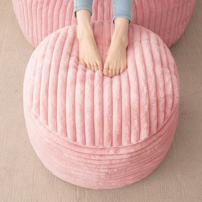 Round Corduroy Pouf Ottoman 20-inch/26inch