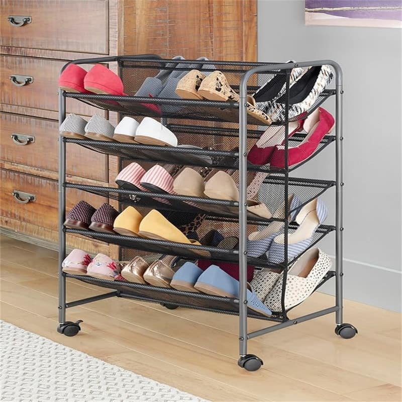Shoe Cart - 17"D x 24.6"W x 35.5"H - 17"D x 24.6"W x 35.5"H - Gunmetal