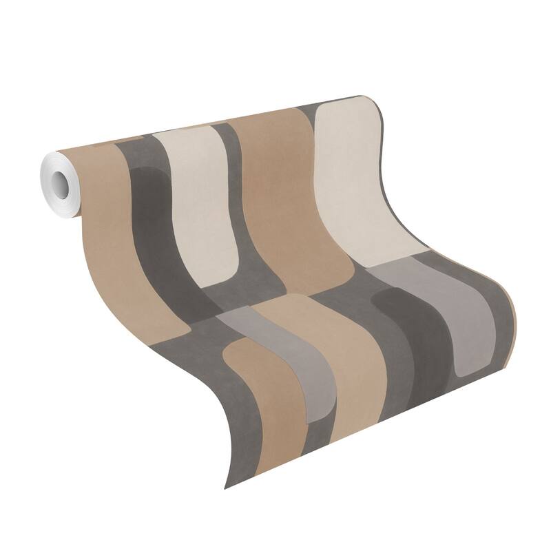 Rasch Derain Charcoal Geometric Wallpaper