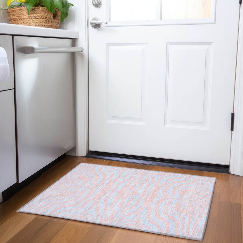 Premium Washable Super Soft Modern Zebra Print Mayfield Rug - Pink - 1'8" x 2'6"