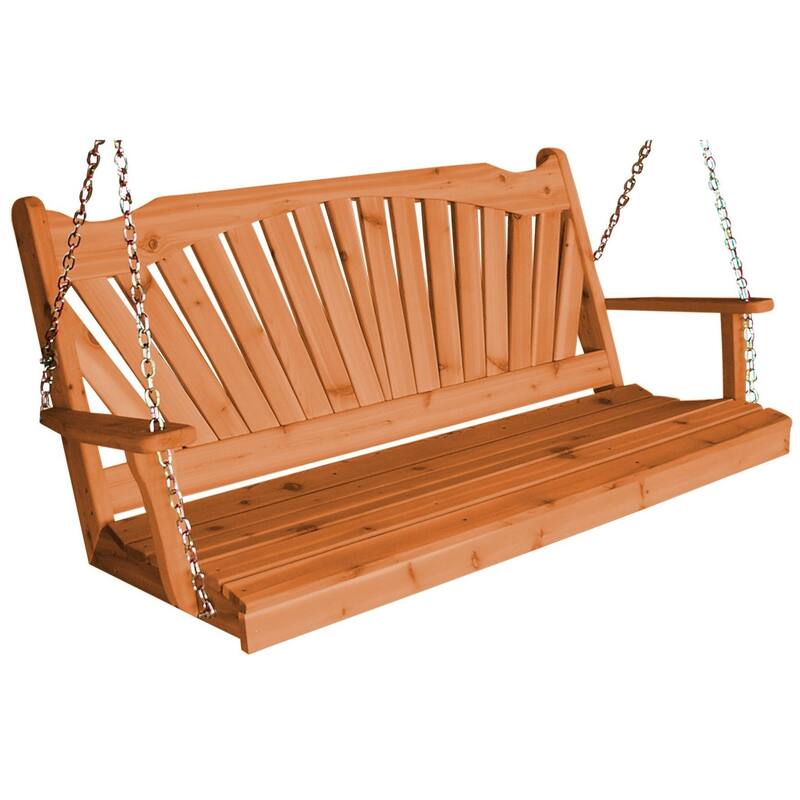 Pine 4' Fanback Swing - Cedar Stain