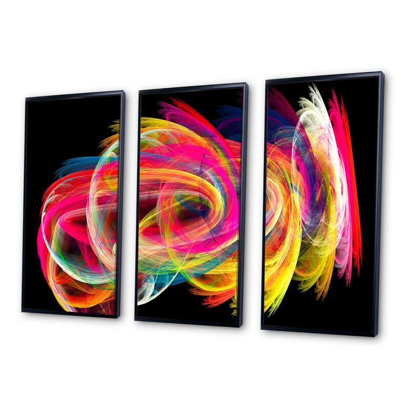 Designart "Colorful Thick Strokes in Black" Abstract Framed Wall Decor