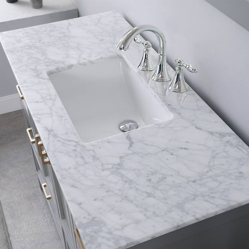 Altair Isla Single Bathroom Vanity Set and Aosta White Countertop with Mirror