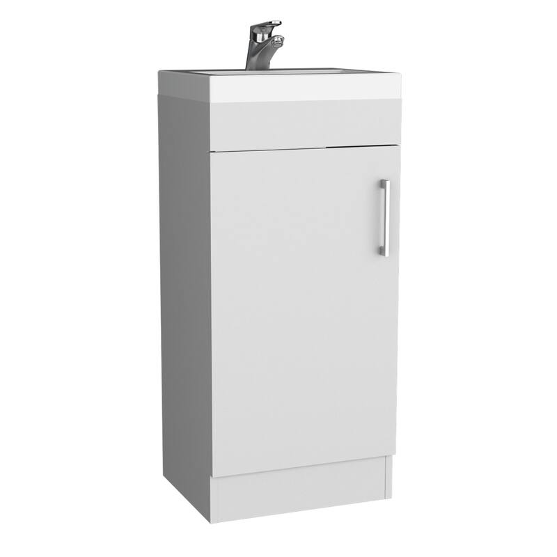 15.7-Inch Bathroom Storage Cabinet with Internal Shelf, Single Door, and Sleek Metal Handle - 15.7in L