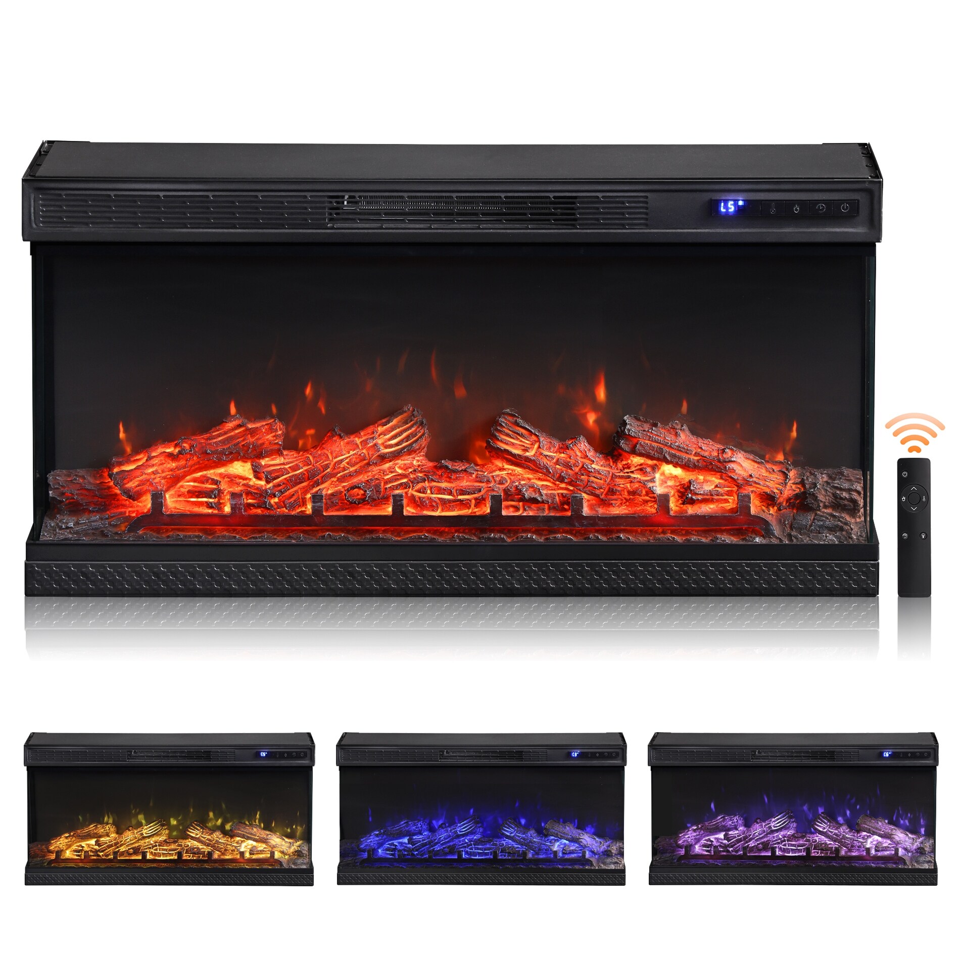 Electactic 36 inches Electric Fireplace Recessed and Wall Mounted Electric Fireplace, Fireplace Heater and Linear Fireplace, with Timer, Remote Contro : Electactic 36 Inch Electric Fireplace Insert Ultra