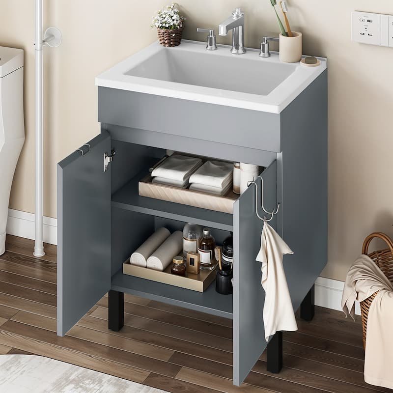 Moasis 24 Inch Bathroom Vanity with Undermount Sink and Soft Close Door Modern Design