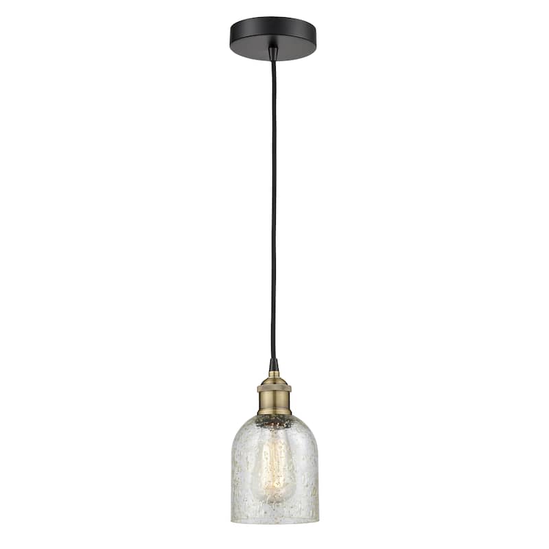 Innovations Lighting Caledonia - 1 Light 5" Cord Hung Mini Pendant - Black Antique Brass/Mica