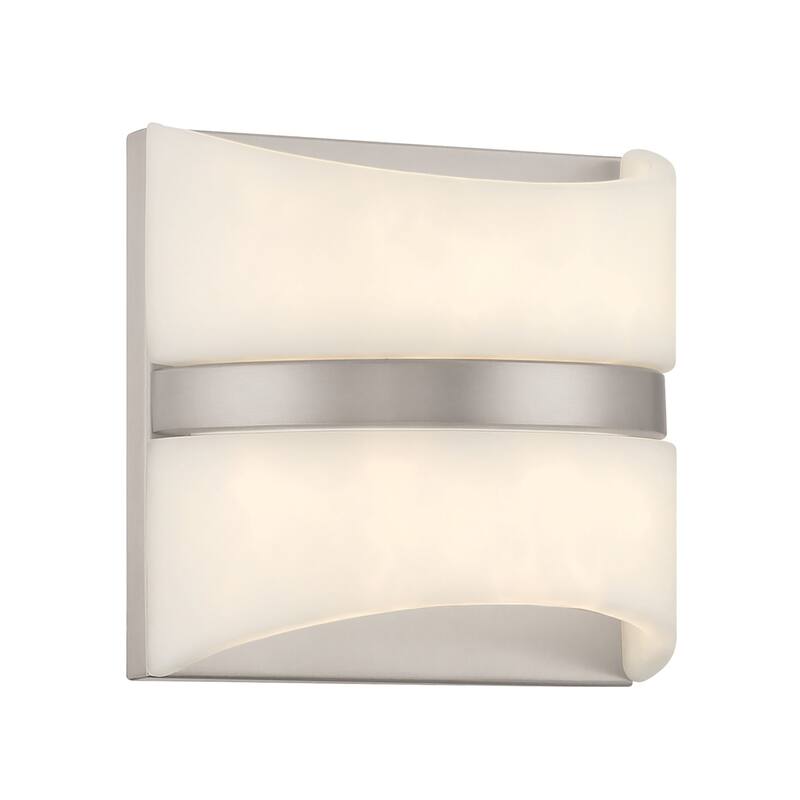 Minka Lavery 821-L Velaux 7" Tall LED Wall Sconce with Faux Alabaster - Brushed Nickel