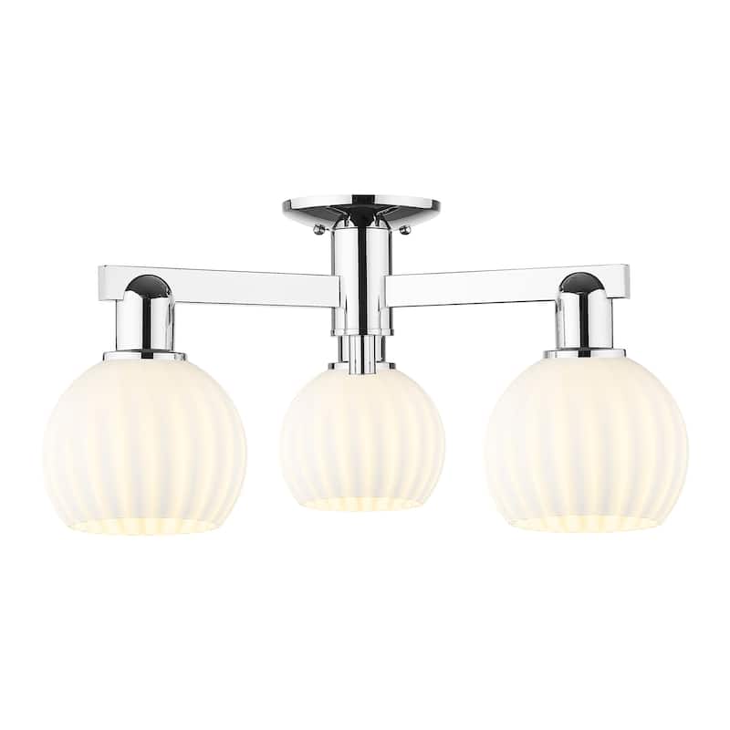 Innovations Lighting 716-3F-10-24 White Venetian Semi-Flush White - Polished Chrome / White Venetian