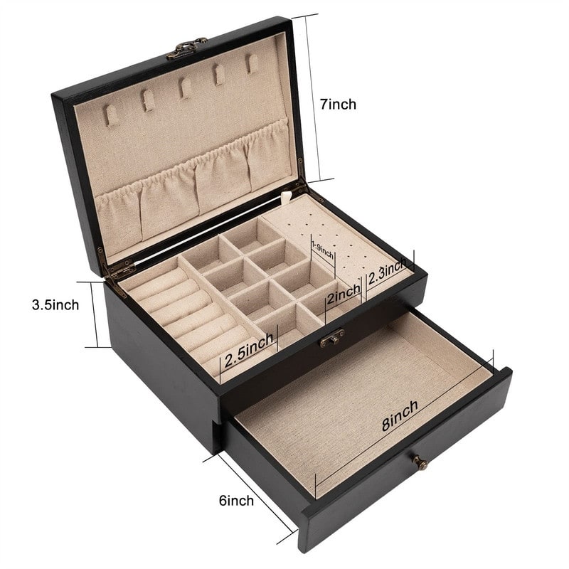 Jewelry Box for Women - 7"D x 10"W x 4.8"H
