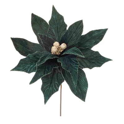 Forest Green Poinsettia Stem (Set of 2) - N/A
