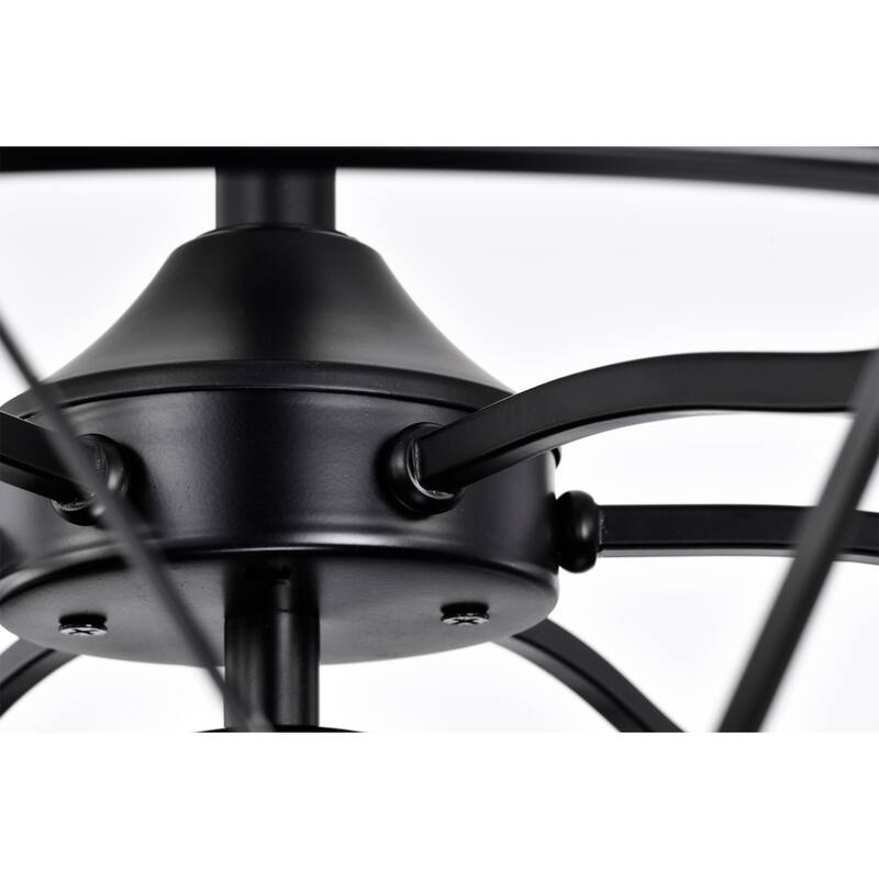 Loredana 26 Inch Industrial-Contemporary Style Matte Black Oil-rubbed Finish Ceiling Lighted Fandelier with Remote