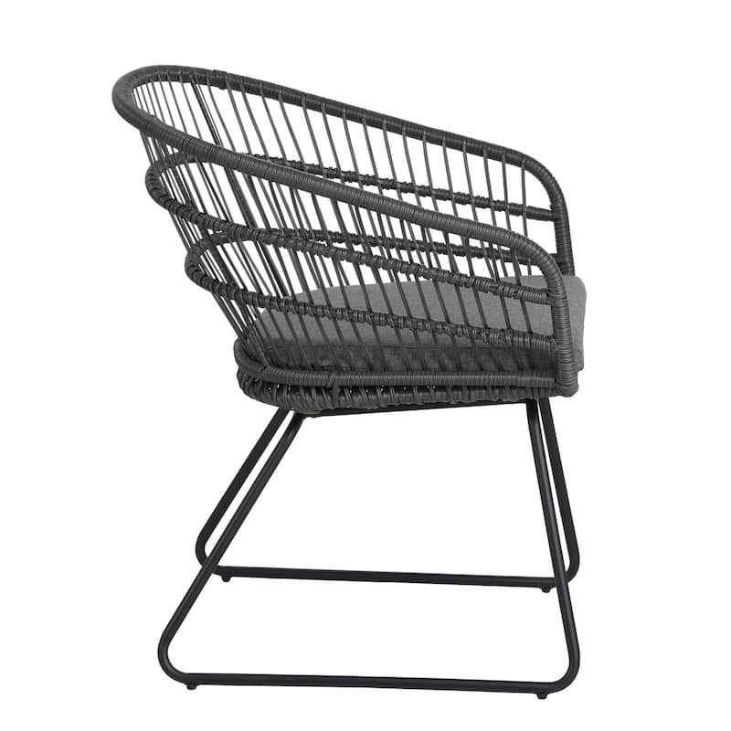 Roomfitters 2-Piece Outdoor Wicker Club Chairs, Transitional Tub Seating with Splayed Sled Legs & Water-Resistant Cushions, Gray