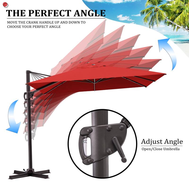 Outdoor Patio Umbrella 9 FT x 11 FT Cantilever-Offset Umbrella with No Base