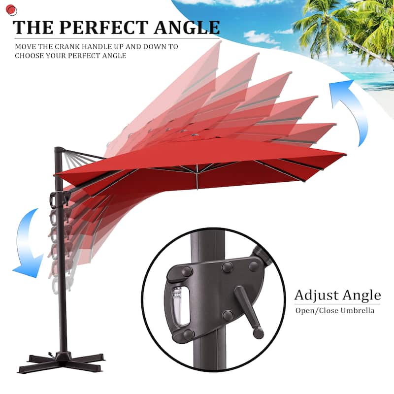 Pellebant 9 FT x 11 FT Outdoor Cantilever-Offset Umbrella with Premium Base Stand