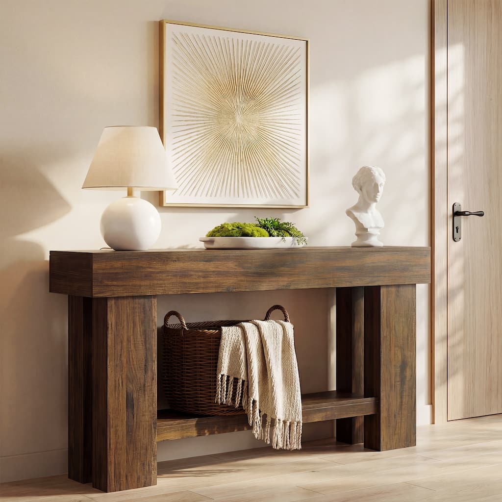 Console Table, 63 Inches Sofa Table Behind Couch, Long Hallway Foyer Table for Living Room