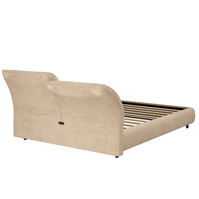 Christopher Knight Home - Julian Modern Fabric Upholstered Bed Frame with Adjustable Cushions and No Box Spring Design
