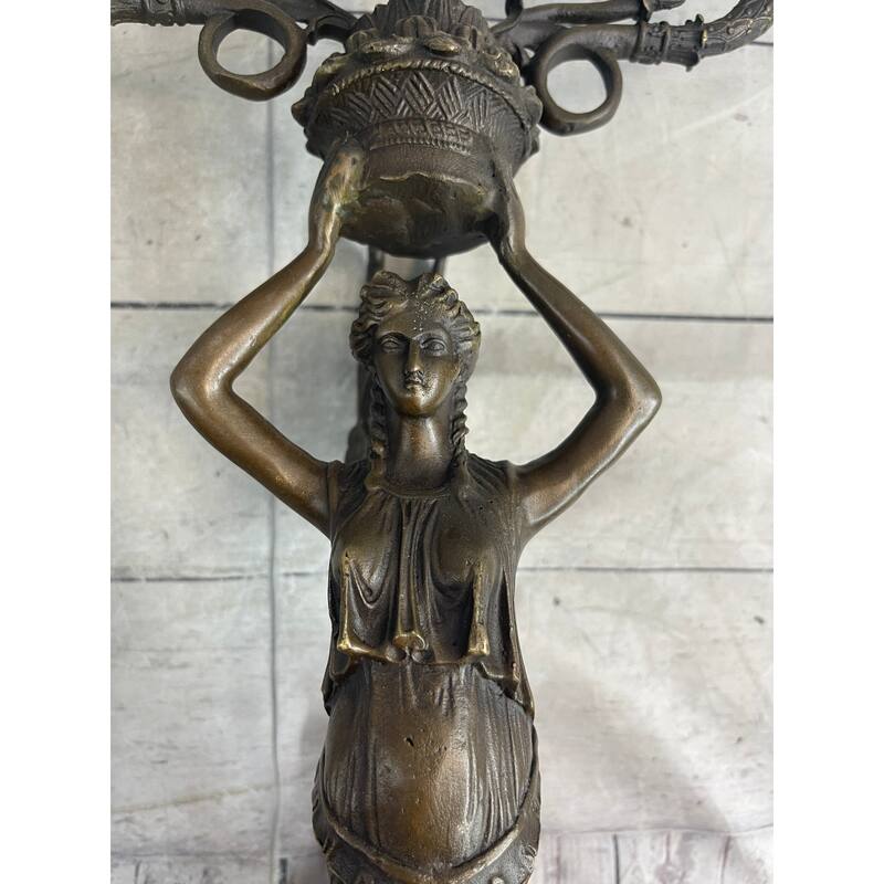 Wall Mounted Hanging Figural Female Bronze Metal Candle Holder Candelabra Sconce Sculpture
