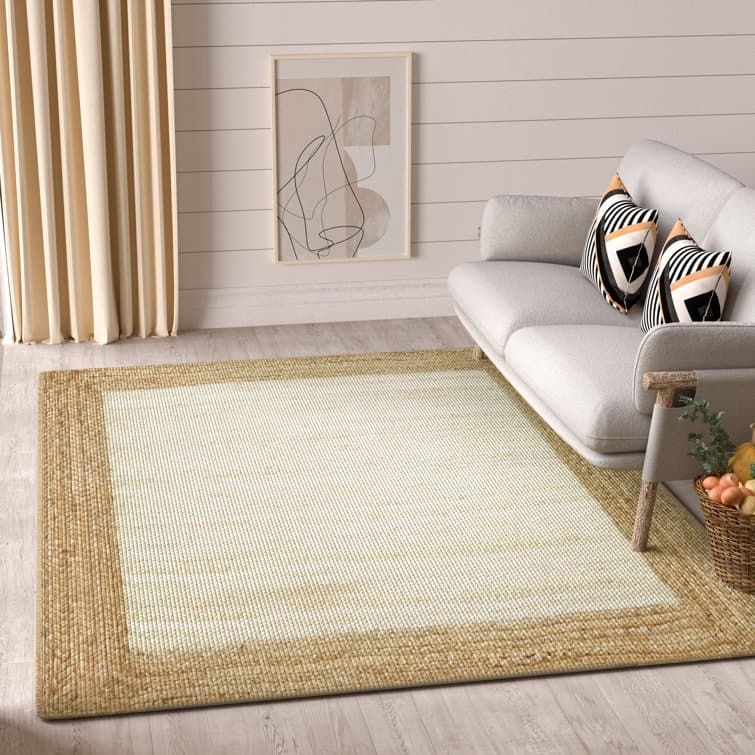 Jute Hand Braided Zigzag Stitch Natural Fibers Farmhouse Style Area Rug
